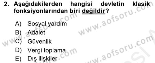 Kamu Yönetimi Dersi 2017 - 2018 Yılı (Vize) Ara Sınav Soruları 2. Soru