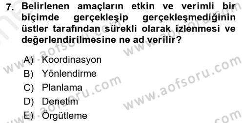 Kamu Yönetimi Dersi 2017 - 2018 Yılı (Vize) Ara Sınav Soruları 7. Soru