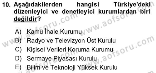 Kamu Yönetimi Dersi 2018 - 2019 Yılı 3 Ders Sınav Soruları 10. Soru