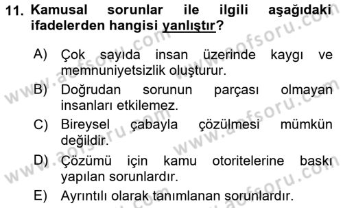 Kamu Yönetimi Dersi 2018 - 2019 Yılı 3 Ders Sınav Soruları 11. Soru