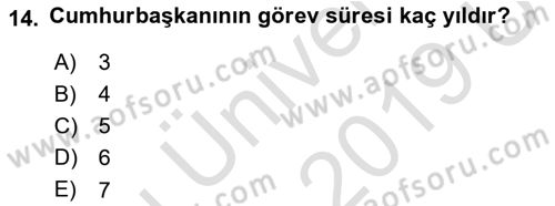 Kamu Yönetimi Dersi 2018 - 2019 Yılı 3 Ders Sınav Soruları 14. Soru
