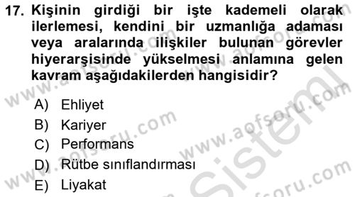 Kamu Yönetimi Dersi 2018 - 2019 Yılı 3 Ders Sınav Soruları 17. Soru