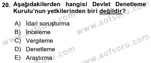 Kamu Yönetimi Dersi 2018 - 2019 Yılı 3 Ders Sınav Soruları 20. Soru