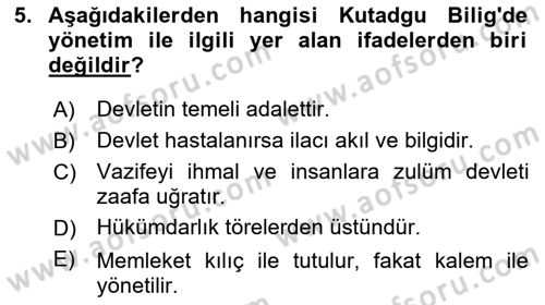 Kamu Yönetimi Dersi 2018 - 2019 Yılı 3 Ders Sınav Soruları 5. Soru