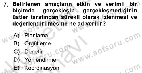 Kamu Yönetimi Dersi 2018 - 2019 Yılı 3 Ders Sınav Soruları 7. Soru