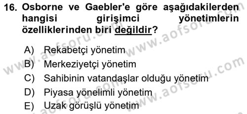 Kamu Yönetimi Dersi 2018 - 2019 Yılı (Vize) Ara Sınav Soruları 16. Soru