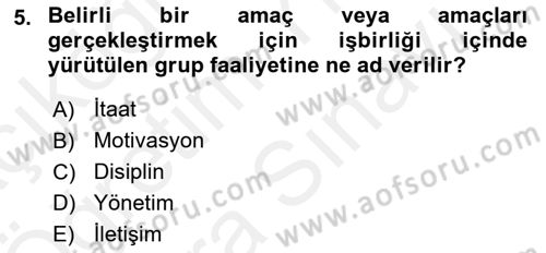 Kamu Yönetimi Dersi 2018 - 2019 Yılı (Vize) Ara Sınav Soruları 5. Soru