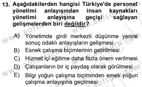 Kamu Yönetimi Dersi 2018 - 2019 Yılı (Final) Dönem Sonu Sınav Soruları 13. Soru