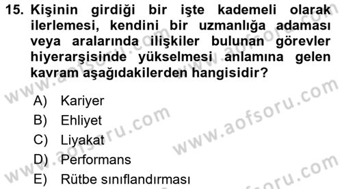 Kamu Yönetimi Dersi 2018 - 2019 Yılı (Final) Dönem Sonu Sınav Soruları 15. Soru