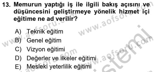 Kamu Yönetimi Dersi 2018 - 2019 Yılı Yaz Okulu Sınav Soruları 13. Soru