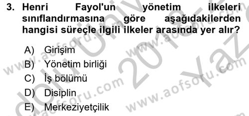 Kamu Yönetimi Dersi 2018 - 2019 Yılı Yaz Okulu Sınav Soruları 3. Soru