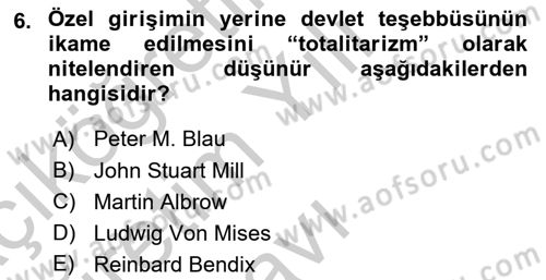Kamu Yönetimi Dersi 2018 - 2019 Yılı Yaz Okulu Sınav Soruları 6. Soru