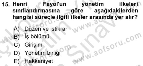 Kamu Yönetimi Dersi 2021 - 2022 Yılı (Vize) Ara Sınav Soruları 15. Soru