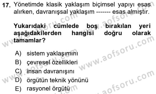 Kamu Yönetimi Dersi 2021 - 2022 Yılı (Vize) Ara Sınav Soruları 17. Soru