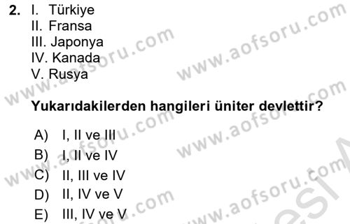 Kamu Yönetimi Dersi 2021 - 2022 Yılı (Vize) Ara Sınav Soruları 2. Soru