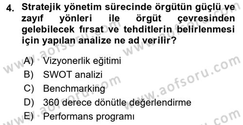 Kamu Yönetimi Dersi 2021 - 2022 Yılı (Vize) Ara Sınav Soruları 4. Soru