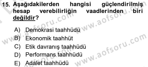Kamu Yönetimi Dersi 2021 - 2022 Yılı (Final) Dönem Sonu Sınav Soruları 15. Soru