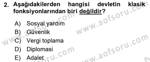 Kamu Yönetimi Dersi 2021 - 2022 Yılı (Final) Dönem Sonu Sınav Soruları 2. Soru