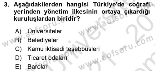 Kamu Yönetimi Dersi 2021 - 2022 Yılı (Final) Dönem Sonu Sınav Soruları 3. Soru