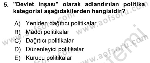 Kamu Yönetimi Dersi 2021 - 2022 Yılı (Final) Dönem Sonu Sınav Soruları 5. Soru