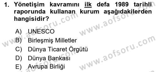 Kamu Yönetimi Dersi 2021 - 2022 Yılı Yaz Okulu Sınav Soruları 1. Soru