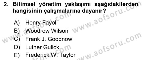 Kamu Yönetimi Dersi 2021 - 2022 Yılı Yaz Okulu Sınav Soruları 2. Soru