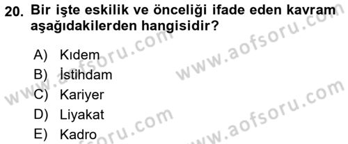Kamu Yönetimi Dersi 2021 - 2022 Yılı Yaz Okulu Sınav Soruları 20. Soru