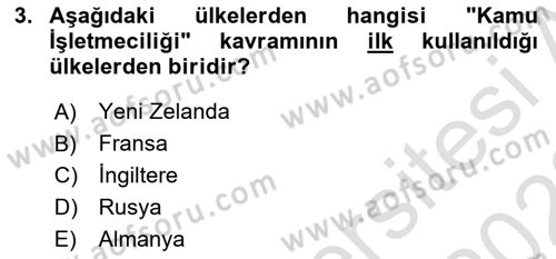 Kamu Yönetimi Dersi 2021 - 2022 Yılı Yaz Okulu Sınav Soruları 3. Soru