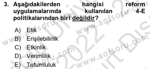 Kamu Yönetimi Dersi 2022 - 2023 Yılı (Vize) Ara Sınav Soruları 3. Soru
