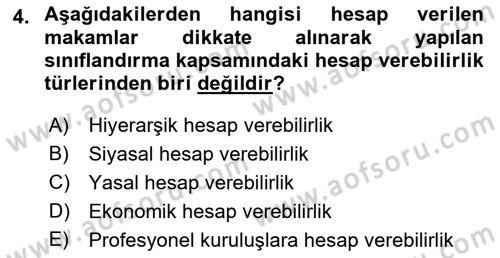 Kamu Yönetimi Dersi 2022 - 2023 Yılı (Vize) Ara Sınav Soruları 4. Soru