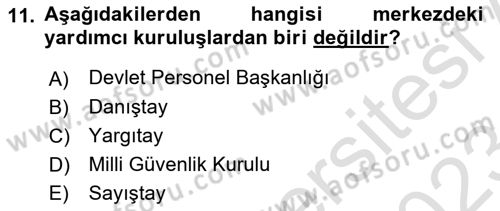 Kamu Yönetimi Dersi 2022 - 2023 Yılı (Final) Dönem Sonu Sınav Soruları 11. Soru