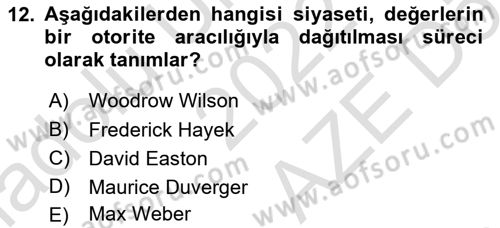 Kamu Yönetimi Dersi 2022 - 2023 Yılı (Final) Dönem Sonu Sınav Soruları 12. Soru