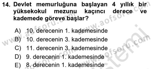 Kamu Yönetimi Dersi 2022 - 2023 Yılı (Final) Dönem Sonu Sınav Soruları 14. Soru