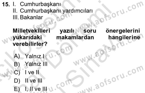 Kamu Yönetimi Dersi 2022 - 2023 Yılı (Final) Dönem Sonu Sınav Soruları 15. Soru