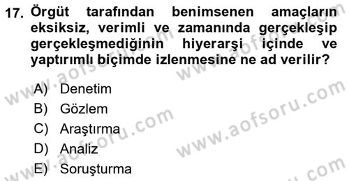 Kamu Yönetimi Dersi 2022 - 2023 Yılı (Final) Dönem Sonu Sınav Soruları 17. Soru