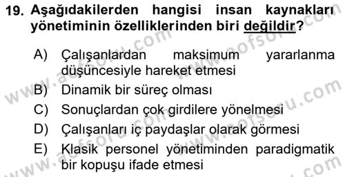 Kamu Yönetimi Dersi 2022 - 2023 Yılı (Final) Dönem Sonu Sınav Soruları 19. Soru