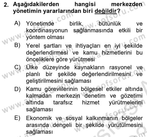 Kamu Yönetimi Dersi 2022 - 2023 Yılı (Final) Dönem Sonu Sınav Soruları 2. Soru