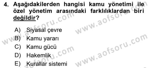 Kamu Yönetimi Dersi 2022 - 2023 Yılı (Final) Dönem Sonu Sınav Soruları 4. Soru
