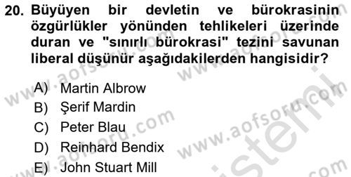 Kamu Yönetimi Dersi 2023 - 2024 Yılı (Vize) Ara Sınav Soruları 20. Soru