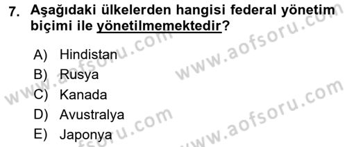 Kamu Yönetimi Dersi 2023 - 2024 Yılı (Vize) Ara Sınav Soruları 7. Soru