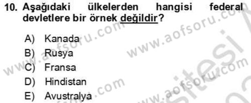 Kamu Yönetimi Dersi 2023 - 2024 Yılı Yaz Okulu Sınav Soruları 10. Soru