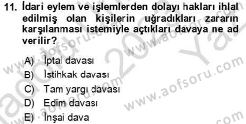 Kamu Yönetimi Dersi 2023 - 2024 Yılı Yaz Okulu Sınav Soruları 11. Soru