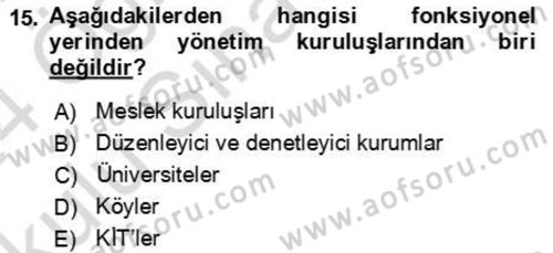 Kamu Yönetimi Dersi 2023 - 2024 Yılı Yaz Okulu Sınav Soruları 15. Soru