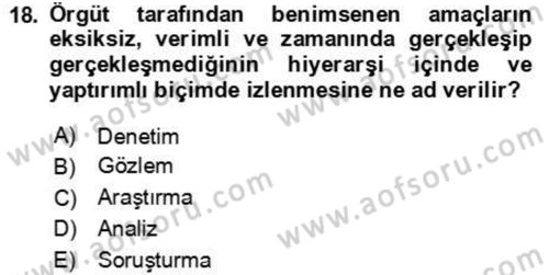 Kamu Yönetimi Dersi 2023 - 2024 Yılı Yaz Okulu Sınav Soruları 18. Soru