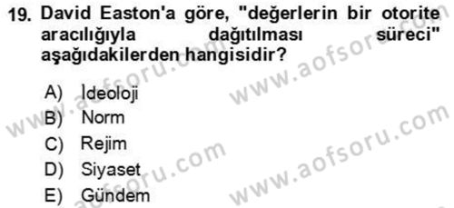 Kamu Yönetimi Dersi 2023 - 2024 Yılı Yaz Okulu Sınav Soruları 19. Soru