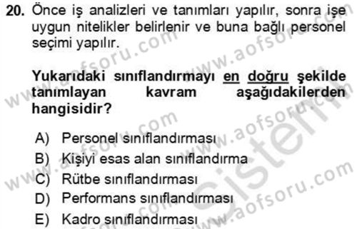 Kamu Yönetimi Dersi 2023 - 2024 Yılı Yaz Okulu Sınav Soruları 20. Soru