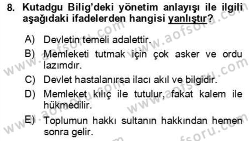 Kamu Yönetimi Dersi 2023 - 2024 Yılı Yaz Okulu Sınav Soruları 8. Soru