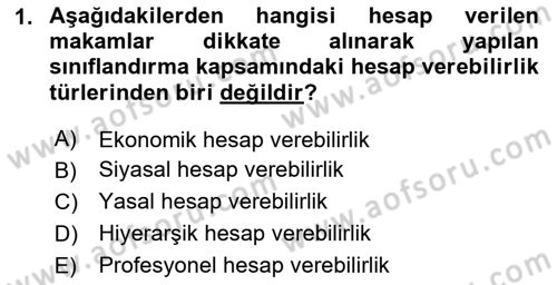 Kamu Yönetimi Dersi 2025 - 2026 Yılı (Final) Dönem Sonu Sınav Soruları 1. Soru