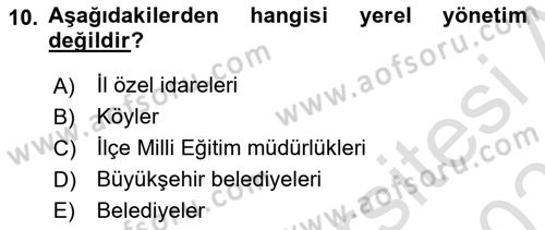 Kamu Yönetimi Dersi 2025 - 2026 Yılı (Final) Dönem Sonu Sınav Soruları 10. Soru