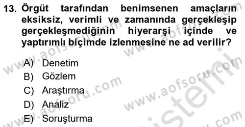 Kamu Yönetimi Dersi 2025 - 2026 Yılı (Final) Dönem Sonu Sınav Soruları 13. Soru